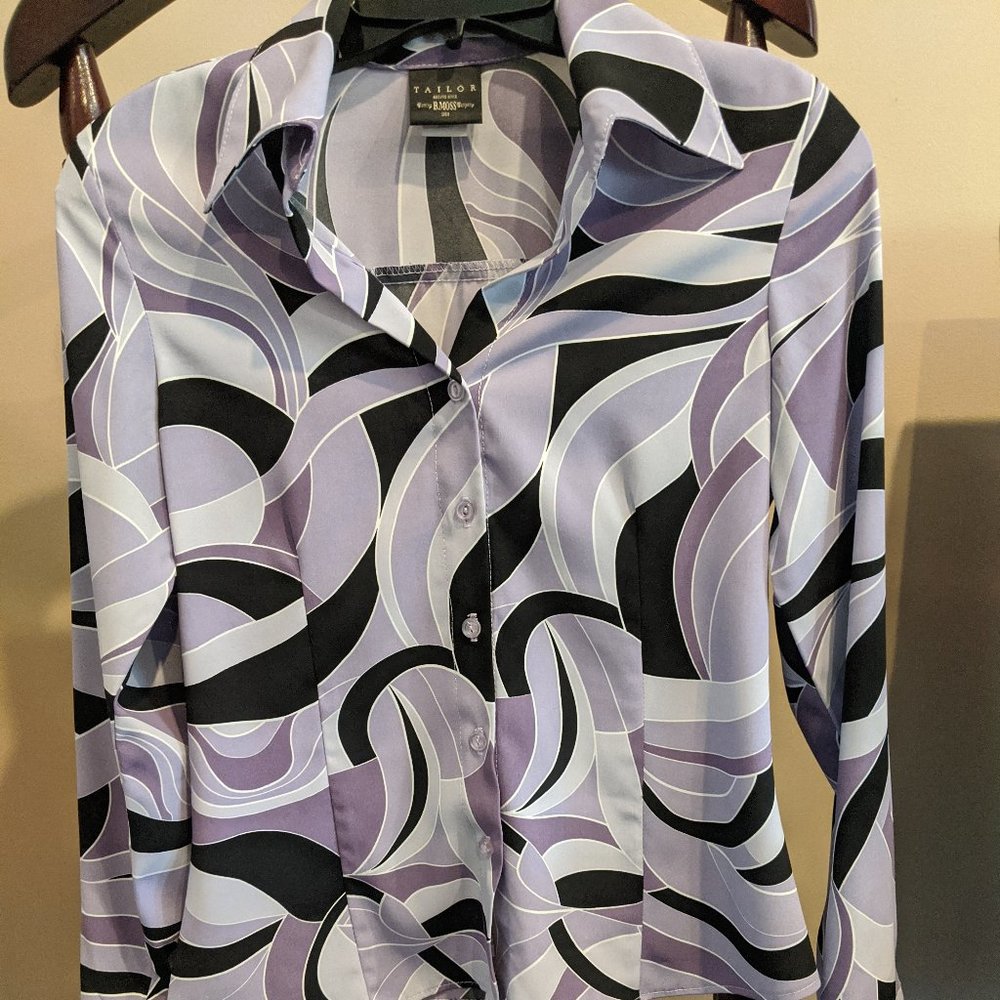 Tailor B. Moss Geometric Print Button Down Blouse